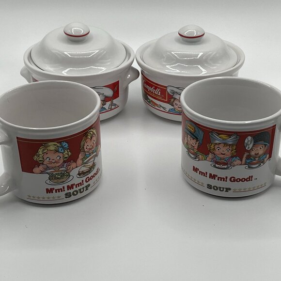 Vintage 1993 Campbell’s Soup Bowls and‎ Campbell's Coffee Mugs. Lot of 4 - Picture 1 of 11